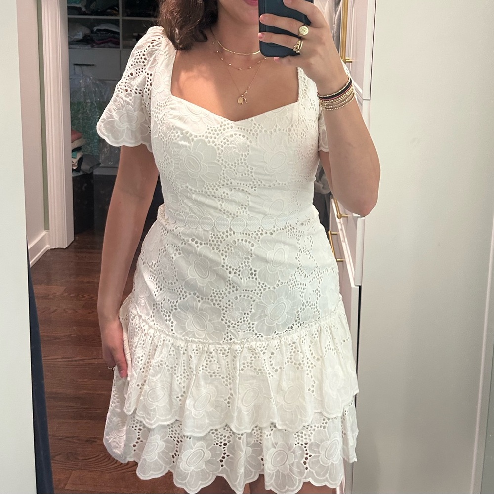 Lilly Pulitzer Bonni Mini Dress White Eyelet Lace Dress size 8